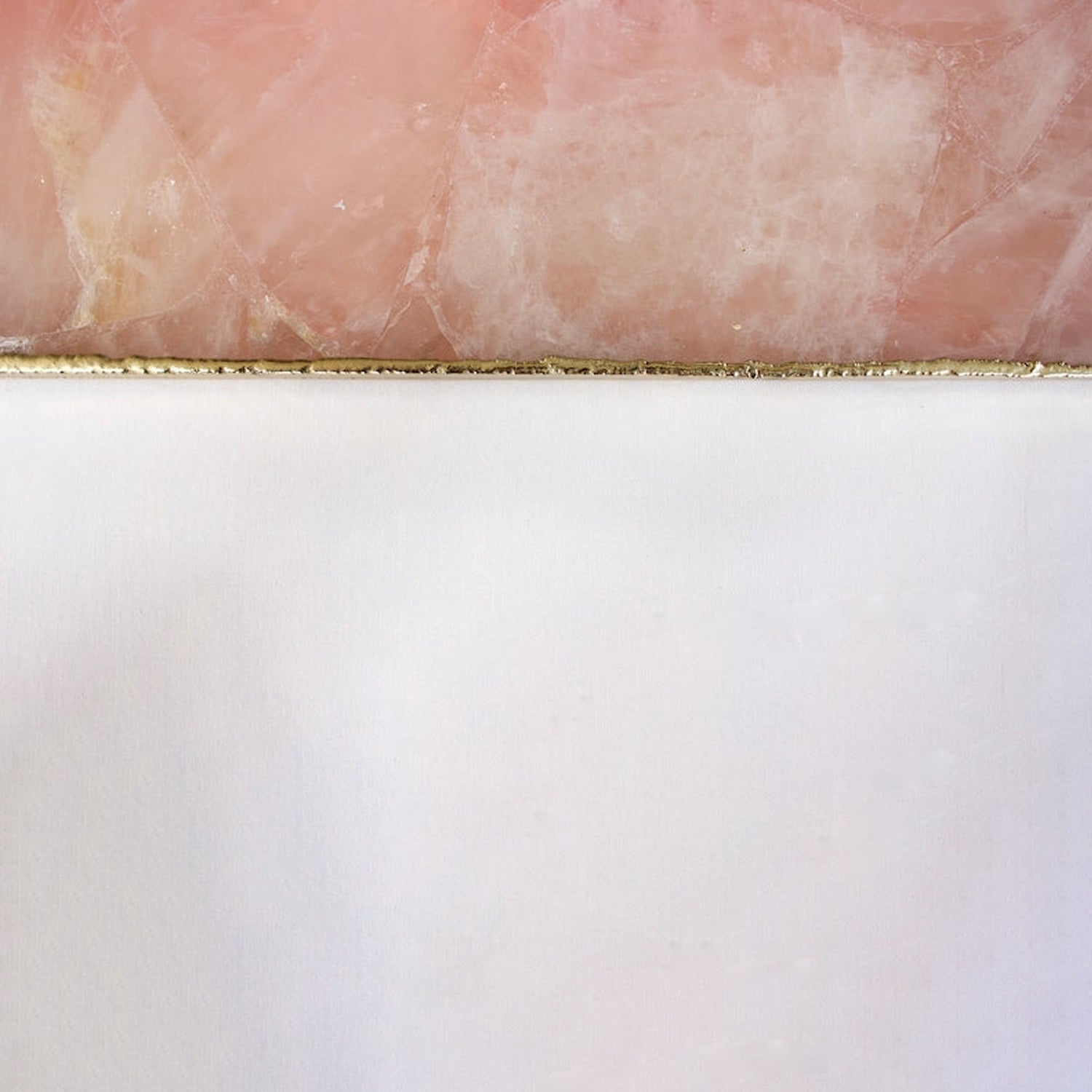 Rose Quartz Agate Serving Tray With Brass Handles | Square