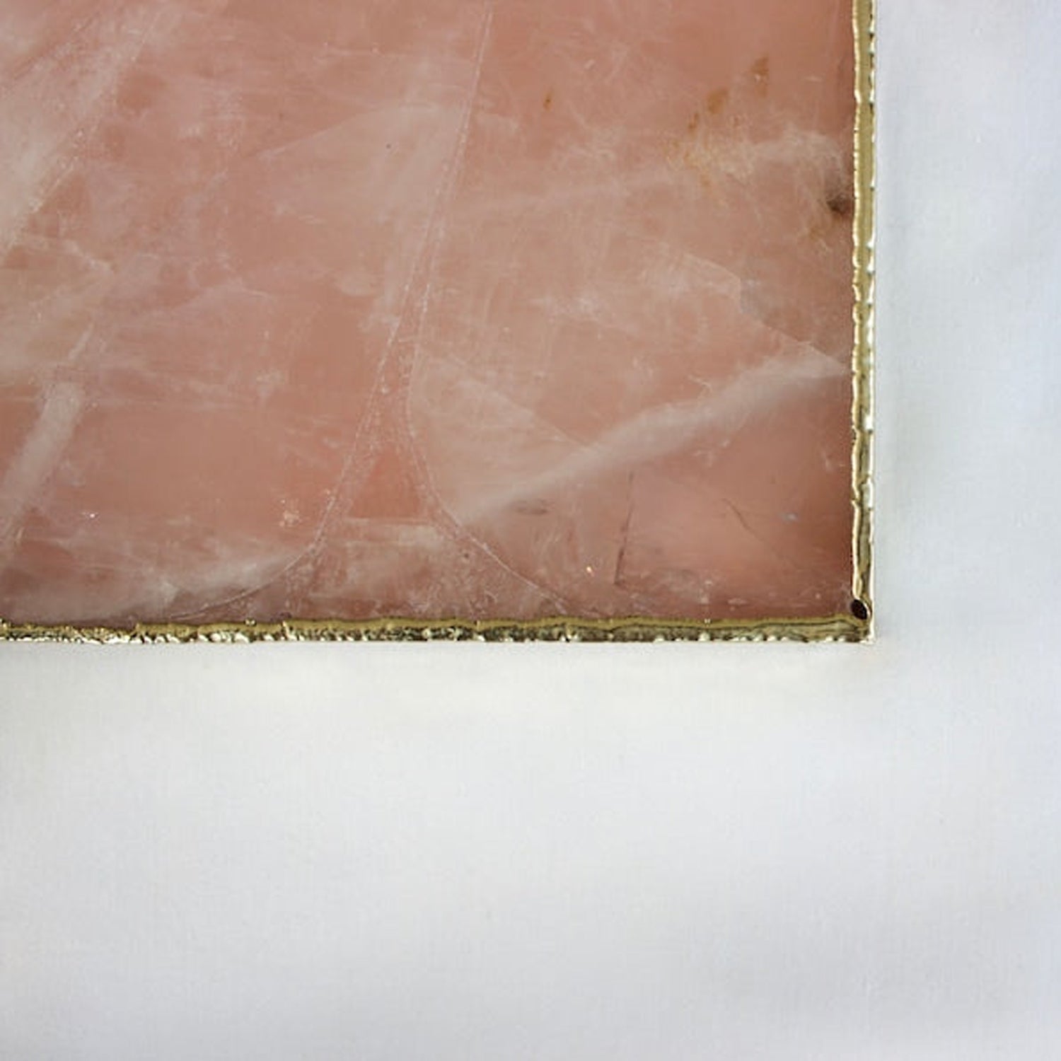 Rose Quartz Agate Serving Tray With Brass Handles | Square
