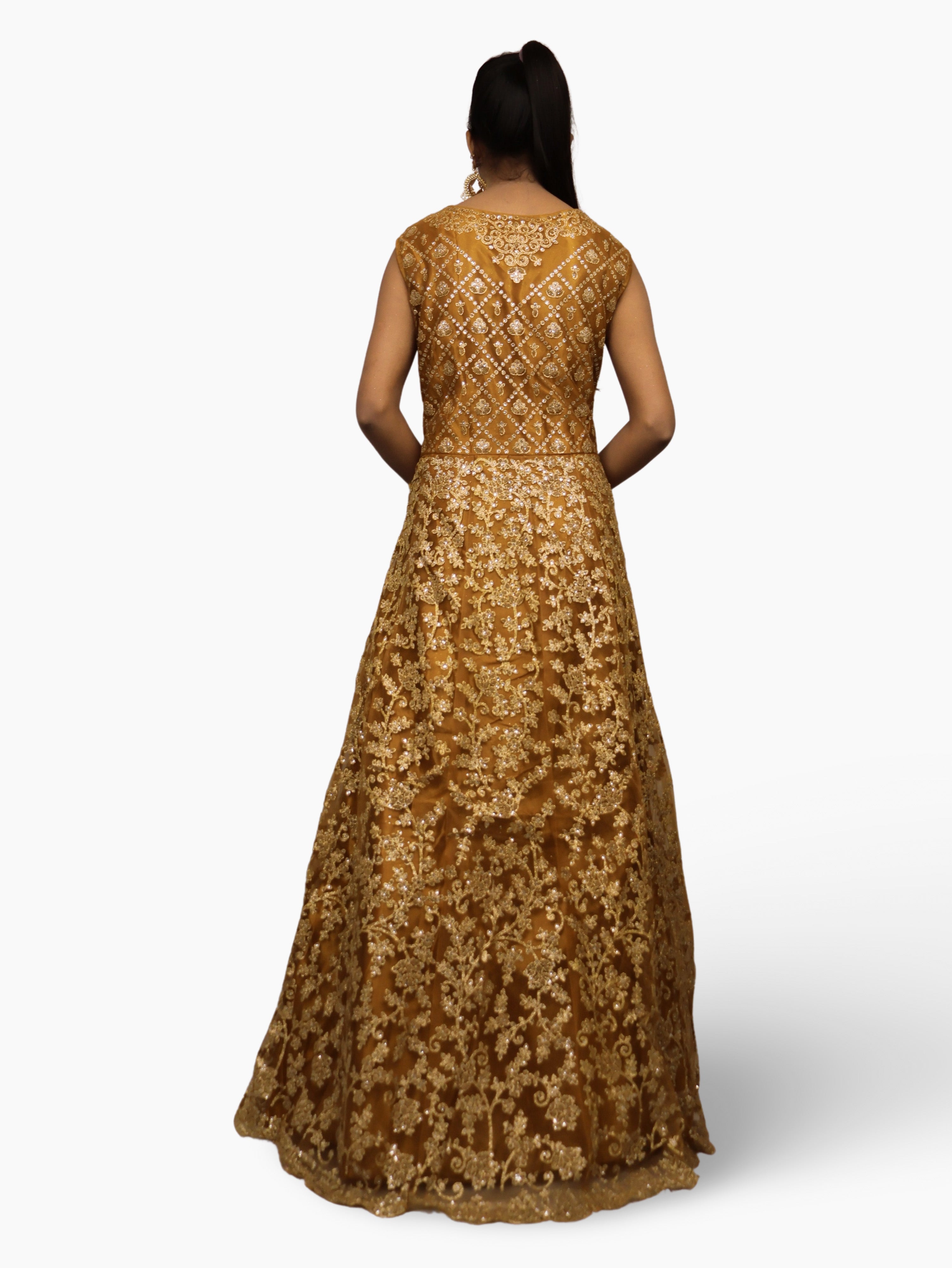 Gown with Shimmery Rubber & Beads Work by Shreekama