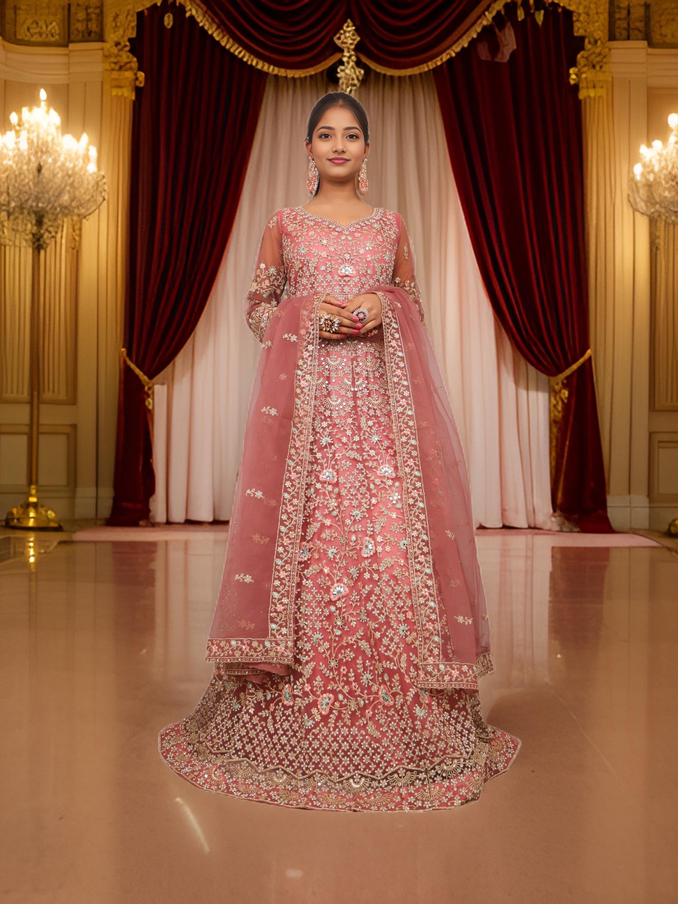 Gown with Stone Work & Embroidery by Shreekama