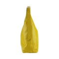 RB1017AR | Women's Soft Shoulder Bag in Genuine Leather Made in Italy with single handle and removable shoulder strap. Shiny Gold metal snap hook attachments - Mustard color - Dimensions: cm 36 x 40 x 13