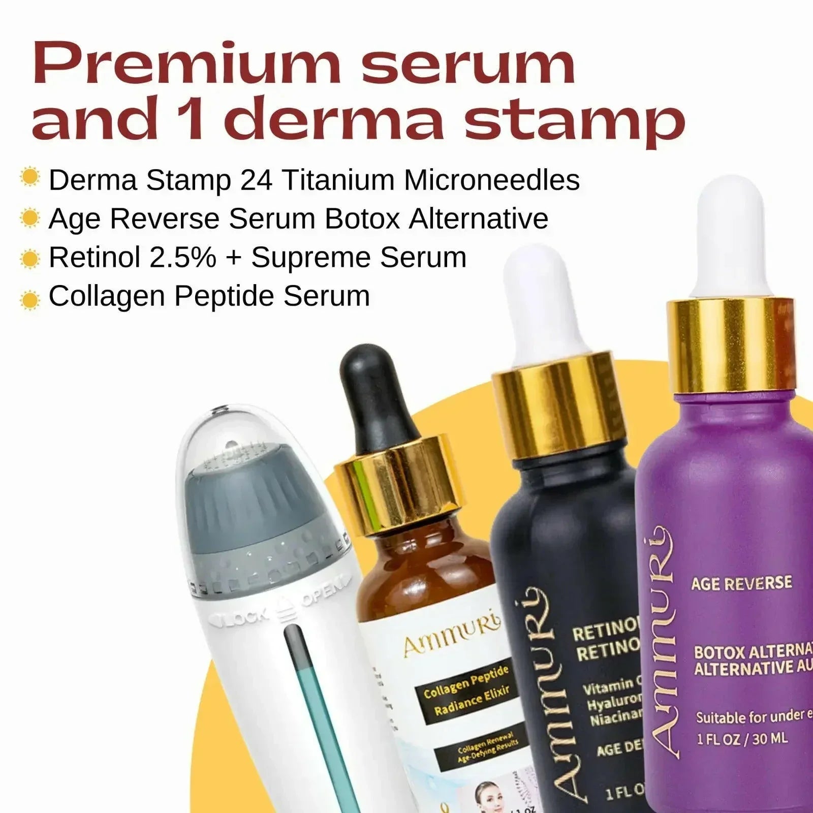 Ammuri Beauty Home Microneedling Serum Kit with Peptides